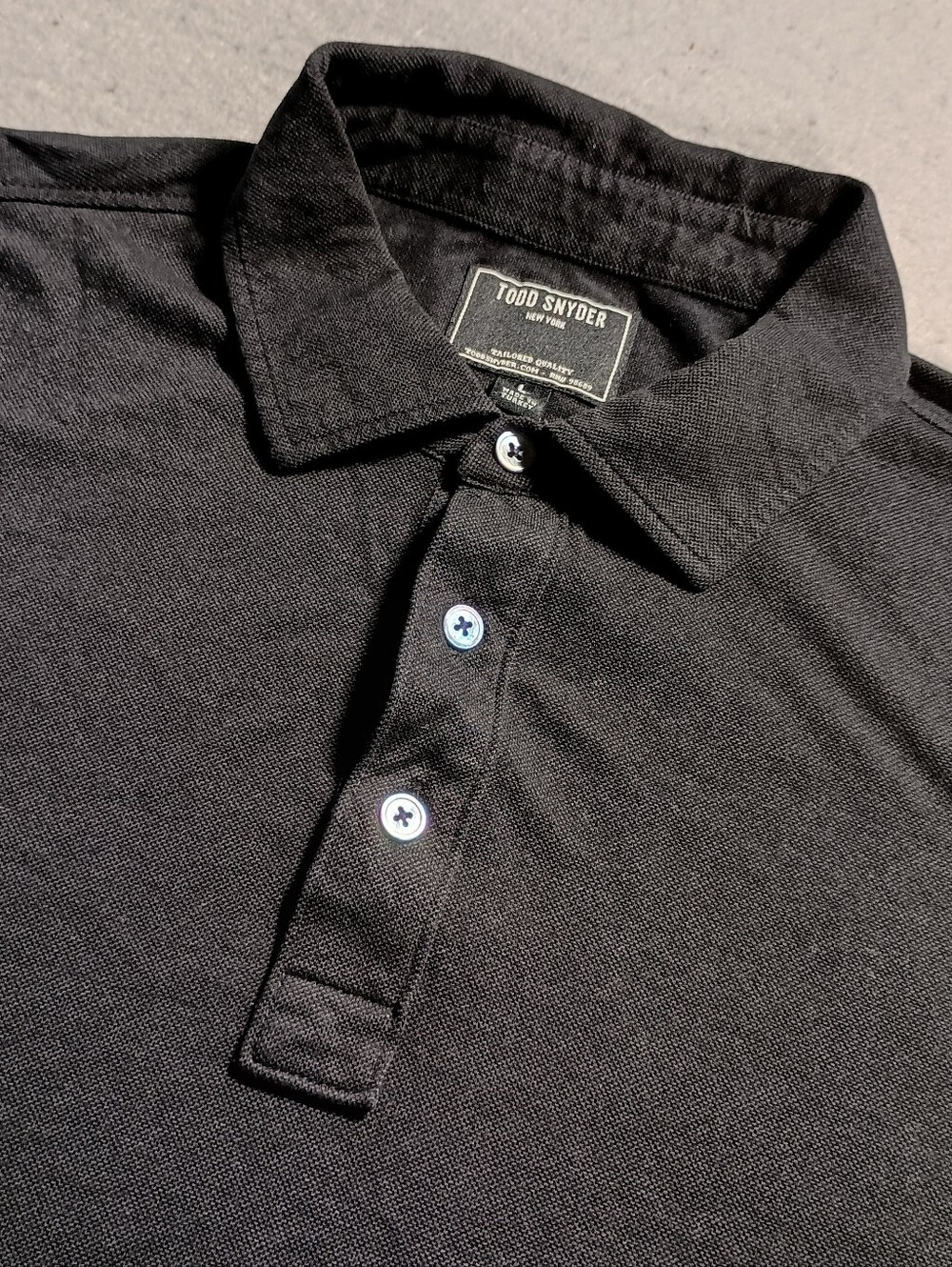 Todd Snyder Luxury Preppy County Club Golf Cotton Blend Men's L Black Polo